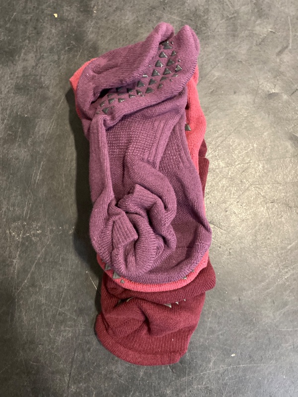 Photo 1 of (XL) Hylaea Womens & Mens Non Slip Socks with Cushion for Yoga Pilates Barre Home Hospital Socks Pink Purple Red Large X-Large