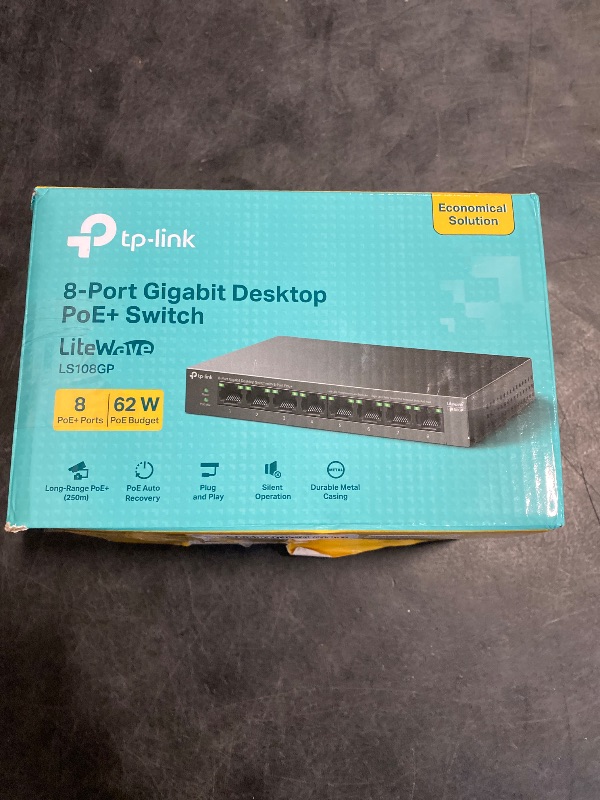 Photo 1 of TP-Link LS108GP | 8 Port PoE Gigabit Ethernet Switch | 8 PoE+ Port @ 62W | Plug & Play | Extend Mode | PoE Auto Recovery | Desktop/Wall Mount | Silent Operation