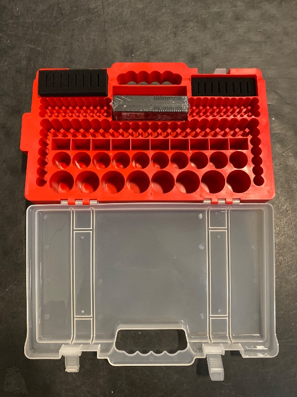 Photo 1 of Narotood Battery Organizer Storage Holder Box Case with Tester, Ultra-Large 280+ Batteries Double-Sided Variety Pack,Holds AA AAA 4A C D Cell 9V 3V Lithium18650 LR44 CR2 CR123 CR1632 - Red