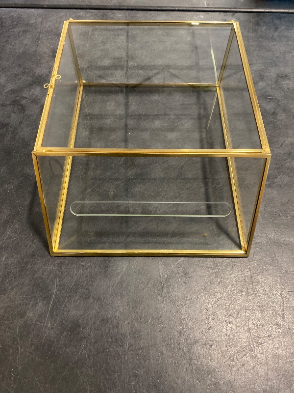 Photo 1 of NCYP Small Wedding Glass Cards Box with Slot and Lock - 9.5x4.5x11.8 inches Gold Card Holder for Birthday Party Reception, Indoor Decor - Slot Length 7.1'' (Glass Box Only)