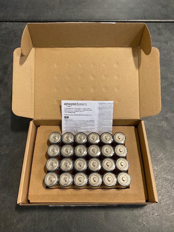 Photo 1 of Amazon Basics 24-Pack C Cell Alkaline All-Purpose Batteries, 1.5 Volt, 5-Year Shelf Life
