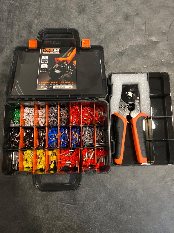 Photo 1 of SOMELINE Ferrule Crimping Tool, Ratchet Pliers for AWG23-7 with 23 Sizes Wire End Ferrule Terminals, Quadrilateral Wire Crimp Pliers with Crimp Connectors