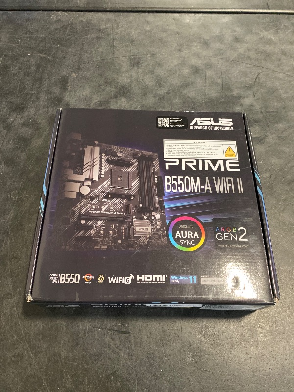 Photo 1 of ASUS Prime B550M-A WiFi II AMD Micro ATX Motherboard with PCIe 4.0, WiFi 6, ECC Memory, HDMI 2.1, RGB Header
