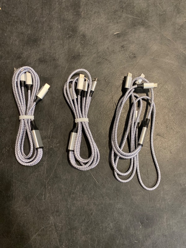 Photo 1 of Multi Charging Cable 4ft 3Pack 3 in 1 Charger Cord, Multiple Usb C Port Rapid Nylon Braided Cable USB Charging Cable Multi Phone Charger Cord with Type C Micro Lightning USB Connectors for Cell Phones