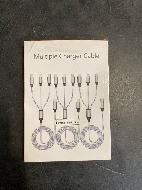 Photo 1 of Multi Charging Cable 4ft 3Pack 3 in 1 Charger Cord, Multiple Usb C Port Rapid Nylon Braided Cable USB Charging Cable Multi Phone Charger Cord with Type C Micro Lightning USB Connectors for Cell Phones