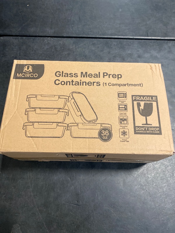 Photo 1 of M MCIRCO [5-Packs, 36 Oz Glass Meal Prep Containers with Snap Locking Lids Glass Food Containers,Airtight Lunch Container,Microwave, Oven, Freezer and Dishwasher (4.5 Cup)