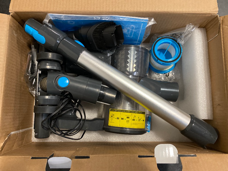 Photo 1 of Hysinixs Cordless Vacuum Cleaner, Powerful Lightweight Stick Vacuum with Self-Standing, Anti-Tangle, 8-in-1 Rechargeable Vacuum Cleaners for Home, Hardwood Floors, Carpet, Pet Hair (Blue)