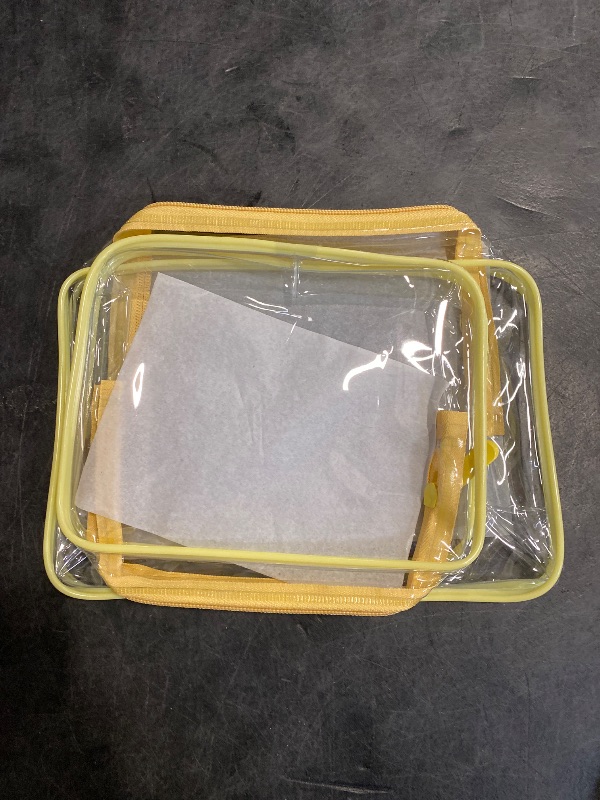 Photo 1 of PACKISM Clear Makeup Bag - 2 Packs TSA Approved Toiletry Bag for Women Quart Size Travel Bag TSA Approved, Clear Toiletry Bags for Traveling, Yellow