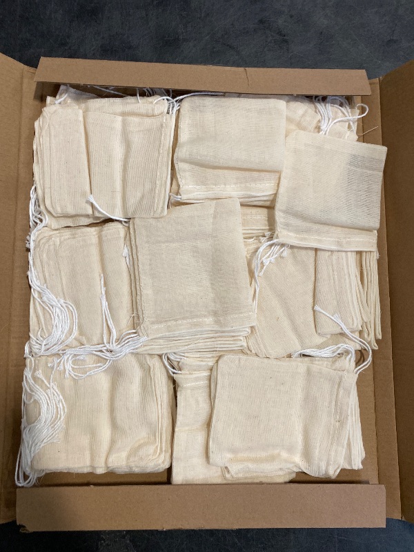 Photo 1 of ARKBAODAN spice bags for cooking muslin 3x4 small cloth with drawstrings small reusable muslin?herb bags for cooking cloth drawstring (100 PCS)