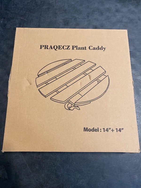 Photo 1 of 2 Pack 14" Plant Caddy with 5 Wheels, Rolling Plant Stand 220 LB Heavy Duty Wooden Round Plant Dolly with Metal 360° Lockable Caster Wheels for Outdoor Indoor Large Plant Pots, Flower Pot, Patio