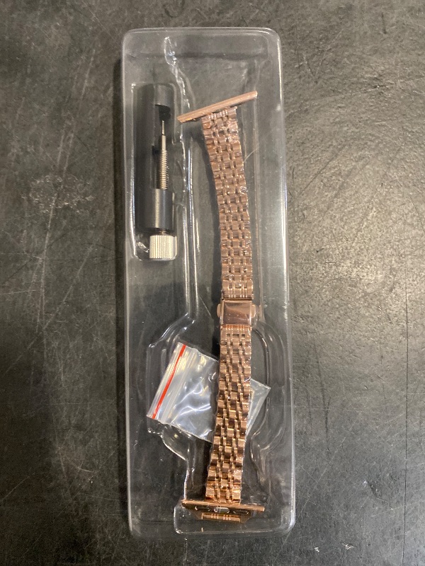 Photo 1 of MioHHR Slim Metal Band Compatible with Apple Watch Band 42mm(Series 10) 41mm 40mm 38mm,Dressy Stainless Steel Chain Strap for Women iWatch Bands Series 9 8 7 6 5 4 3 2 1 SE,Rose Gold