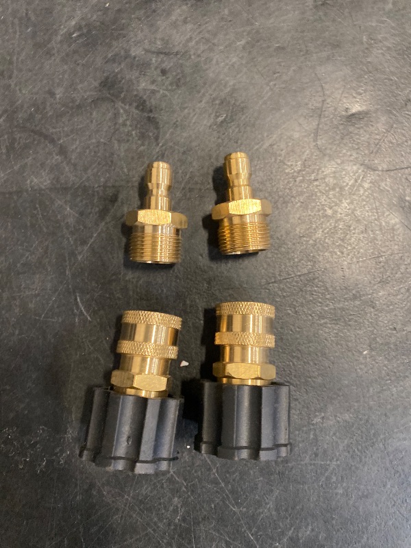 Photo 1 of YAMATIC Pressure Washer Adapters, M22 14mm Male to 1/4" Plug, M22 14mm Female to 1/4" Socket, Power Washer Hose and Gun Coupler, 5000 PSI Quick Connect Fittings, 4PCS