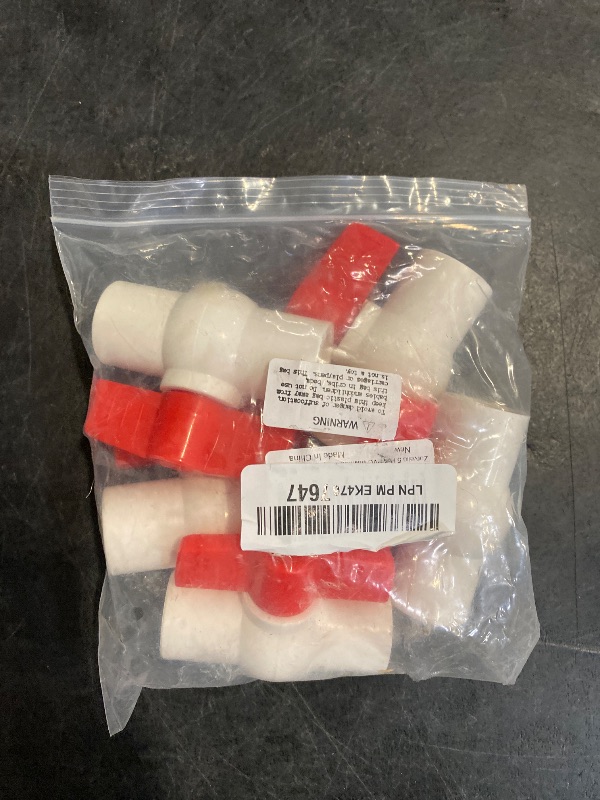 Photo 1 of Zorveiio 5 Pcs 1/2 Inch PVC Ball Valves, Water Shut Off Valves, 20mm Socket with Red T-Handle, Rated at 150 PSI Pipe Fittings for Swimming Pool, Plumbing & Irrigation Systems