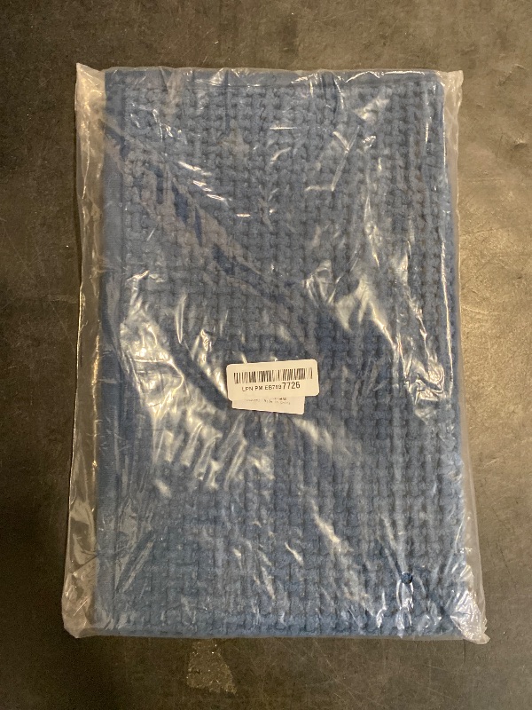 Photo 1 of HRILO Bathroom Rugs Non Slip Washable, Super Absorbent Thin Bath Mat for Small Quick Dry Low Pile Bathroom Rug, (Navy Blue, 32?x20?)