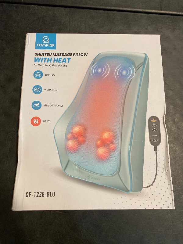 Photo 1 of COMFIER Shiatsu Back Massager with Heat, Neck and Back Massager for Pain Relief Deep Tissue,Gift for Men Women Home Office Use-Blue