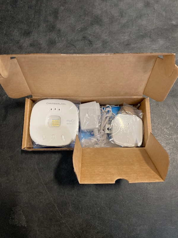 Photo 1 of CHAMBERLAIN Smart Garage Control - Wireless Garage Hub and Sensor with Wifi & Bluetooth - Smartphone Controlled, myQ-G0401-ES, White