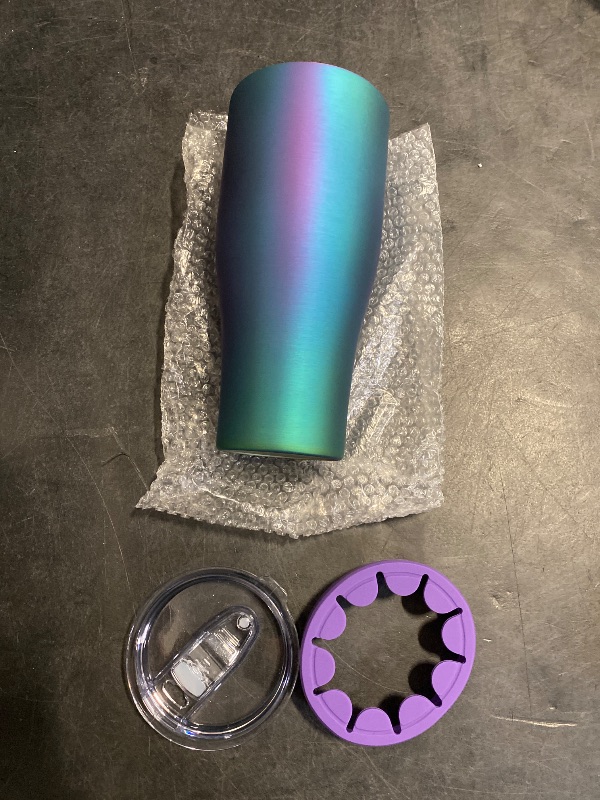 Photo 1 of Universal Iced Coffee Sleeve - Upgraded Double Wall Reusable Stainless Steel Holder Sleeves Insulator for Cold Drinks Fits Starbucks Dunkin Donuts McDonalds Small Medium Large Cup (Aurora)