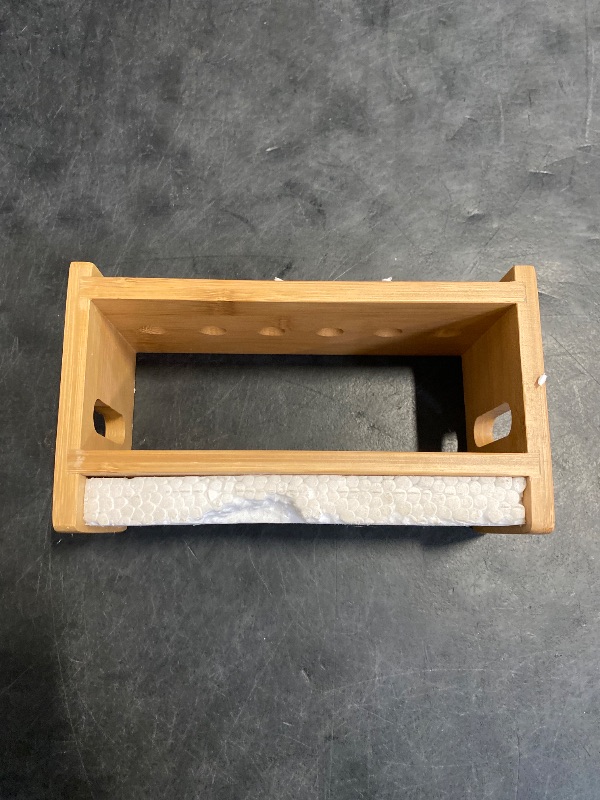 Photo 1 of Lily's Home Bamboo Test Tube Vial Shot Glasses Holder Rack, Great as Pen Stand, Made from Bamboo with Built-In Handle, Rack Only, Glass Tubes NOT Included, 6 Tube Capacity (7/8" (22mm') Holes)