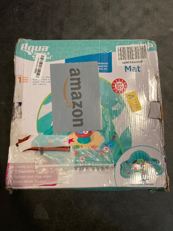 Photo 1 of SwimSchool Baby Splash Play Mat with Adjustable Canopy – Inflatable Play Pool for Babies & Infants with Backrest – Includes Baby Water Toy Rings