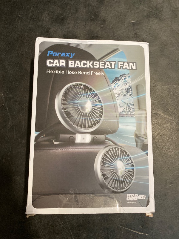 Photo 1 of Poraxy Car Fans for Backseat for Kids, Car Fans That Blow Cold Air, Cooling USB Car Fan for Back Seat, Headrest 3 Speed 360 Degree Rotatable Dual Head, Vehicles Rear Seat Air Fan for Sedan SUV RV