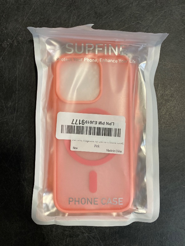Photo 1 of SUPFINE Magnetic for iPhone 14 Pro Case (Compatible with MagSafe)(Military Grade Drop Protection) Translucent Matte Shockproof Phone Case,Pink