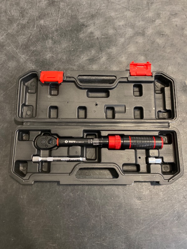 Photo 1 of VANPO 1/4-inch Drive Click Torque Wrench, 20-240 in. lb/2.3-27.1 Nm, Inch Pound Torque Wrench Set with 1/4" to 3/8" Adapter, 10cm Extension Bar, Small Bike Torque Wrench for MTB, Bicycle Maintenance