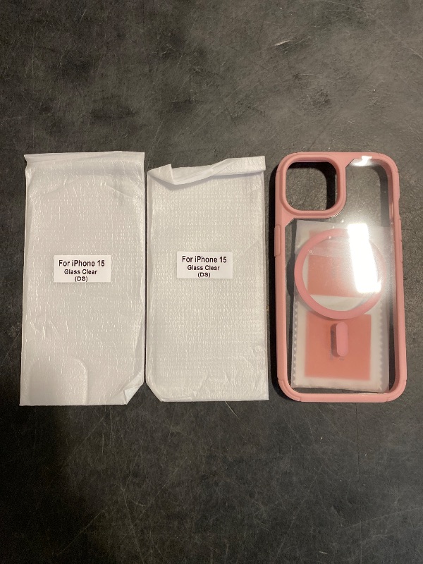 Photo 1 of TAURI for iPhone 15 Case, Compatible with MagSafe [Anti-Yellowing] with Screen Protectors, Military-Grade Protection, Shockproof Slim Magnetic Phone Case for iPhone 15 6.1", Pink
