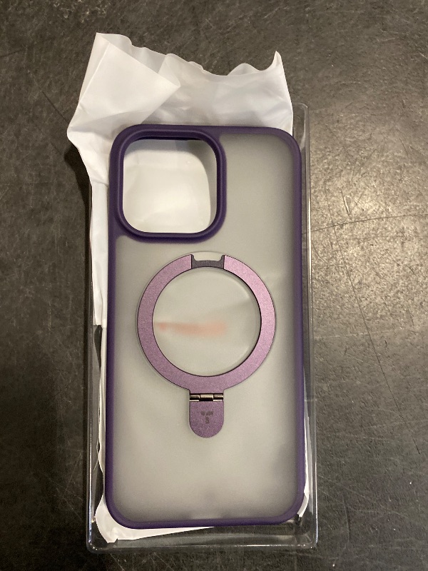 Photo 1 of TORRAS Magnetic Ostand for iPhone 15 Pro Max Case, [Military Grade Drop Tested][Compatible with MagSafe][Build in Kickstand] Translucent Hard Back Soft Edge Anti-Fingerprint 6.7" 2023, Purple