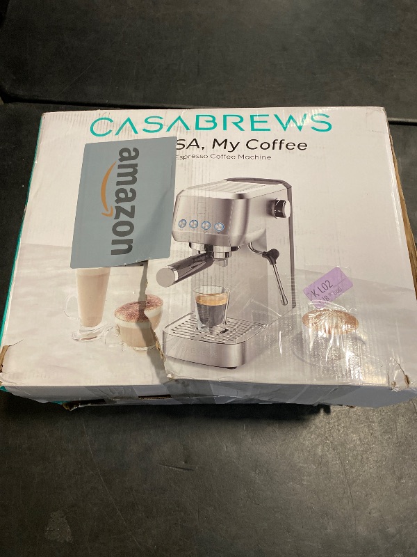Photo 1 of CASABREWS 3700 Essential Espresso Machine 20 Bar, Stainless Steel Cappuccino & Latte Machine with Steam Frother for Home, 43.9oz Water Tank, Silver