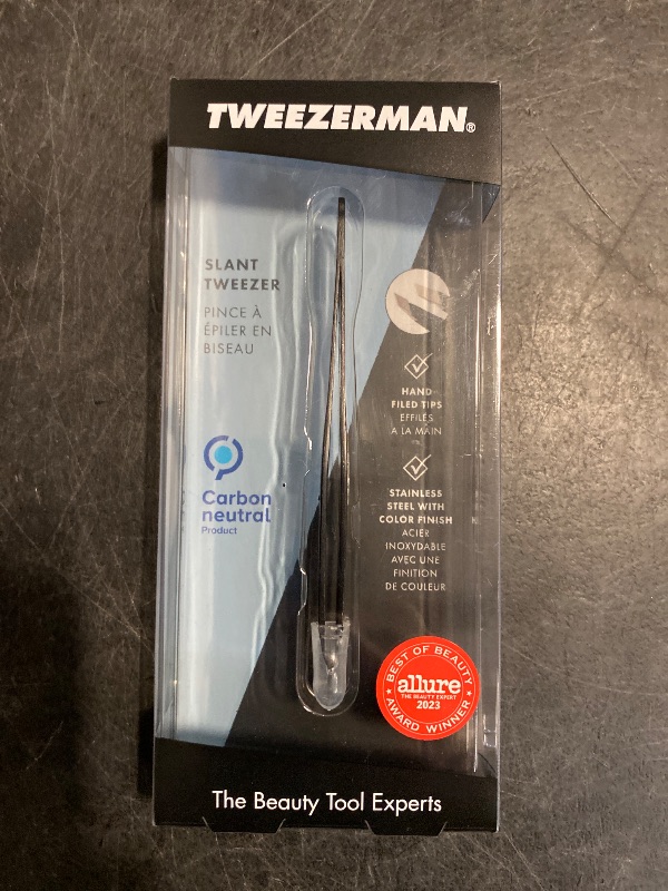 Photo 1 of Tweezerman Stainless Steel Slant Tweezer - Eyebrow Tweezers for Women and Men (Black)