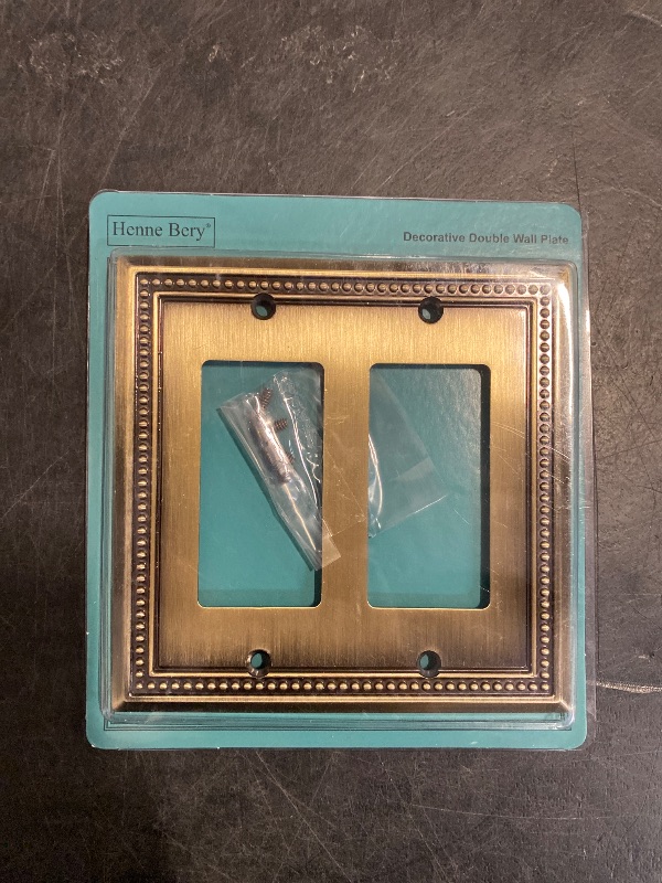 Photo 1 of Henne Bery Sunken Pearls Heavy Duty Decorative Wall Plate Switch Plate Outlet Cover (Double Decorator, Antique Brass)