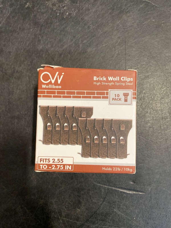 Photo 1 of Wollibao XL Brick Wall Clips, Brick Hooks Brick Hangers for Hanging Outdoors No Drill, Fit 2.55 to 2.7 inch Wall Brick, 10 Pack