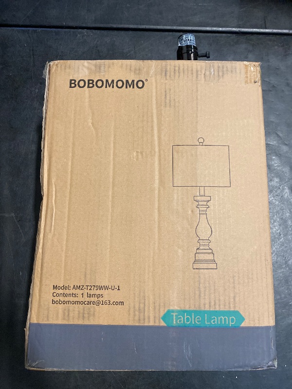 Photo 1 of BOBOMOMO Retro 27" USB Charging Ports A/C Wash-White Farmhouse Lamps for Bedrooms Side Table Lamps Bedside Lamp for Nightstand Living Room 1 Pack