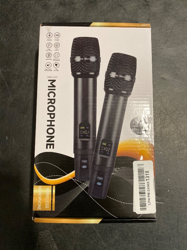 Photo 1 of Wireless Microphones,Metal Microphone with Dual Professional UHF Cordless Dynamic System,Rechargeable Microphone Receiver for Karaoke Singing, Wedding,Party, DJ, Speech, Church, Class Use,240ft