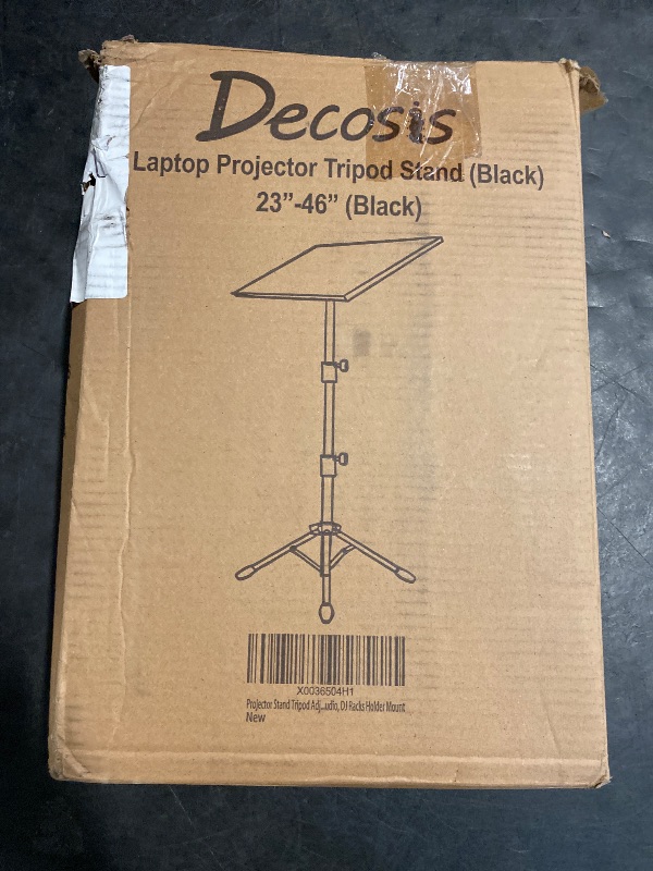 Photo 1 of DECOSIS Projector Stand Tripod from 23" to 46", Laptop Tripod Stand Height Adjustable with Gooseneck Phone Holder, Laptop Floor Stand for Office, Home, Stage, Studio, DJ Racks Holder Mount