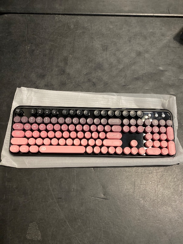 Photo 1 of FD Wireless Keyboard and Mouse Combo - 2.4G Full-Sized Cute Colorful Mouse and Keyboard with 104 Round Keys Retro Typewriter Keyboards for Laptop/Windows/PC - Pink Gradient