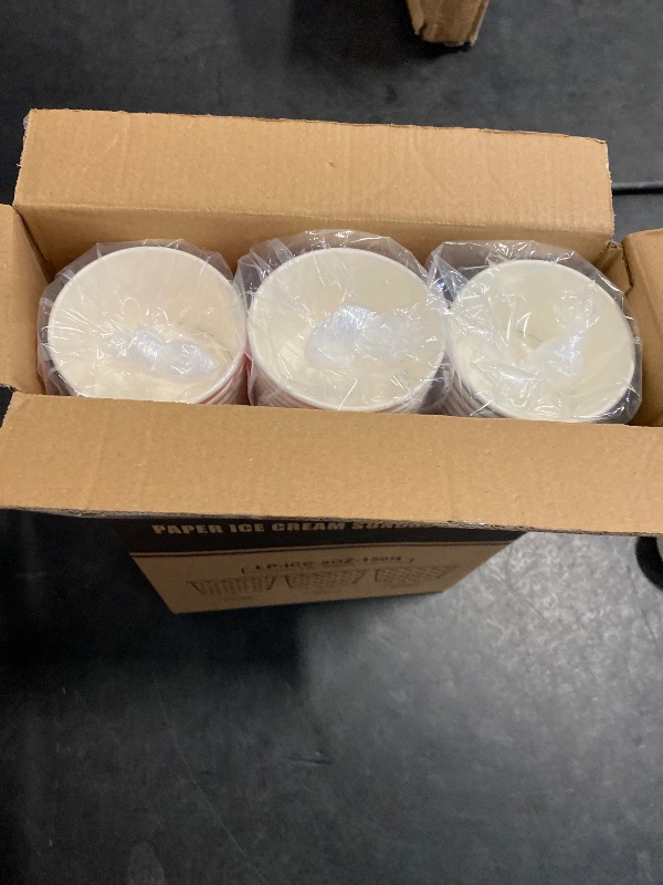 Photo 1 of LITOPAK 150 Pack 8 oz Ice Cream Cups, Disposable Dessert Cups for Cold or Hot Food, Coloured Paper Dessert Bowls for Soups, Sundaes, and Ice Cream