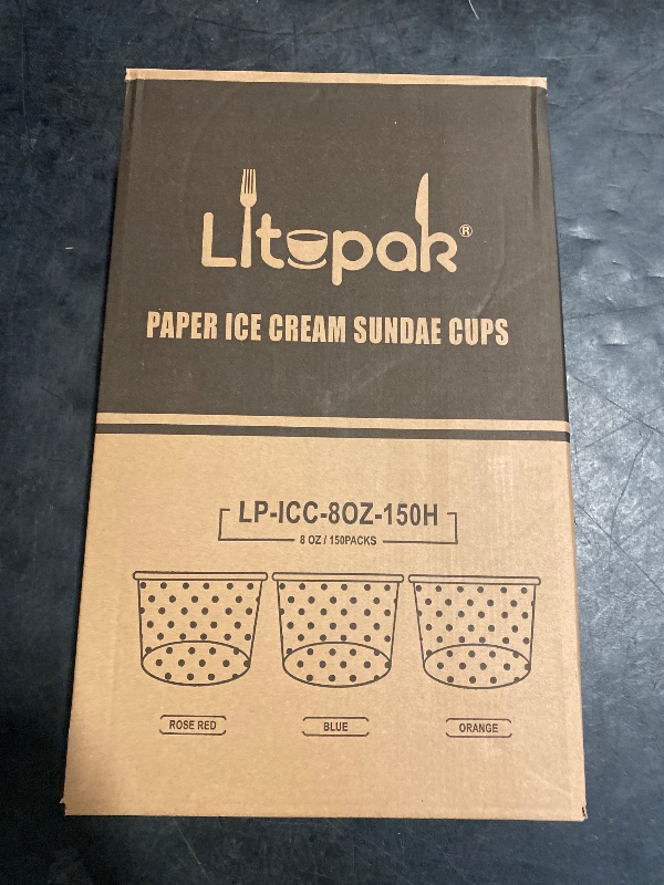 Photo 1 of LITOPAK 150 Pack 8 oz Ice Cream Cups, Disposable Dessert Cups for Cold or Hot Food, Coloured Paper Dessert Bowls for Soups, Sundaes, and Ice Cream