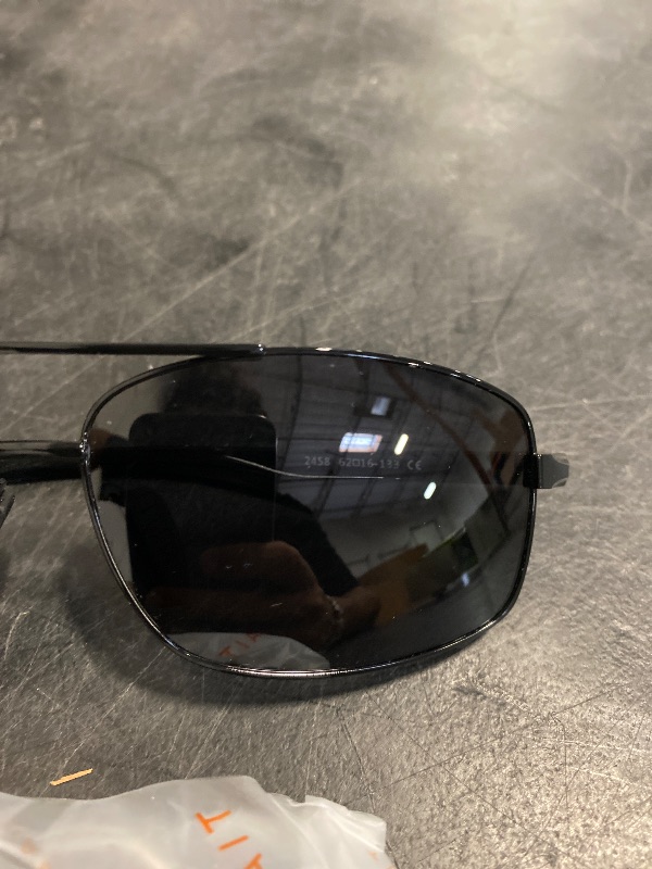 Photo 1 of SUNGAIT Ultra Lightweight Rectangular Polarized Sunglasses Men UV400 Protection (Black Frame Gray Lens, 62) Metal Frame 2458 HKH