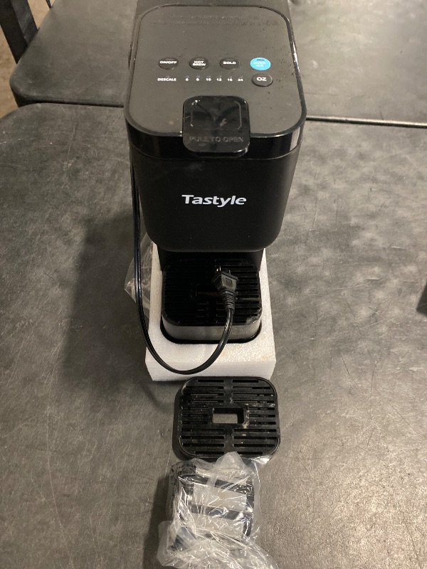 Photo 1 of Tastyle Single Serve Hot & Iced Coffee Maker with Strong Brew, 40oz Removable Reservoir, 6 Brew Sizes, Compatible with K Cup and Grounds, Compact for Home, Office, RV and Dorm, Black (2.0 Version)