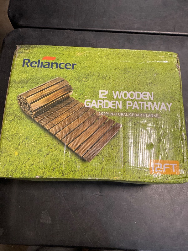 Photo 1 of RELIANCER 12' Wooden Garden Pathway,Outdoor Roll Out Cedar Straight Walkway,Patio Path Decorative Garden Boardwalk Walkways,Weather-Resistant Roll Up Beach Wood Road Floor,Wedding Party Pathwaysc