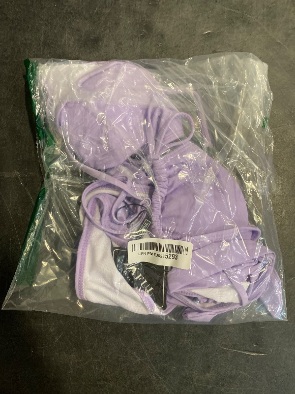 Photo 1 of (M) ZAFUL Women High Cut Bikini Sets Thong String Sexy Swimsuit Two Piece Push Up Underwire Bathing Suit Teen Girl Brazilian Cheeky Cut Out Lace Up Retro Cute Swimwear Purple M