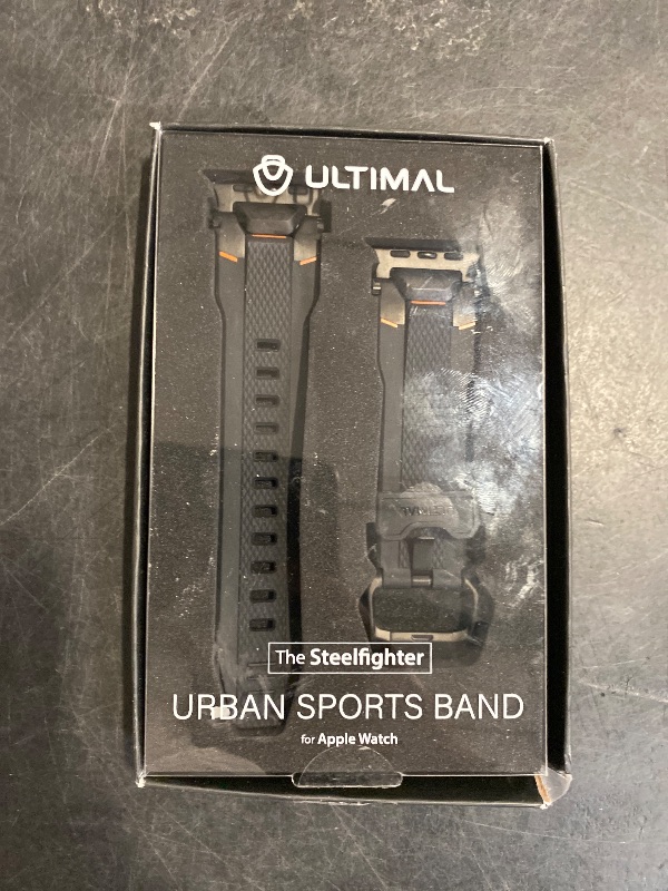 Photo 1 of ULTIMAL Compatible with Apple Watch Ultra 2/1 band 49mm/46mm/45mm/44mm for Men, Silicone Sport Strap with Durable Stainless Steel Buckle for Apple Watch Ultra2/1 Series 10/9/8/7/6/5/4/3/SE (Black/Black)