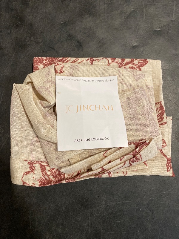 Photo 1 of jinchan Floral Linen Tier Curtains Floral Brick Red on Beige Cafe Curtains 24 Inch Length Kitchen Living Room Bedroom Bathroom Farmhouse Rustic Country Rod Pocket 2 Panels