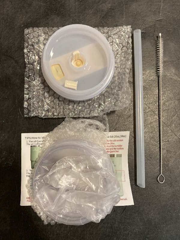 Photo 1 of Replacement Leak Proof Tumbler FLIP Lid With Straw - Fit For Stanley ProTour Quencher and Quencher H2.0 20oz,30oz Tumbler (Cream-A, 20oz and 30oz)
