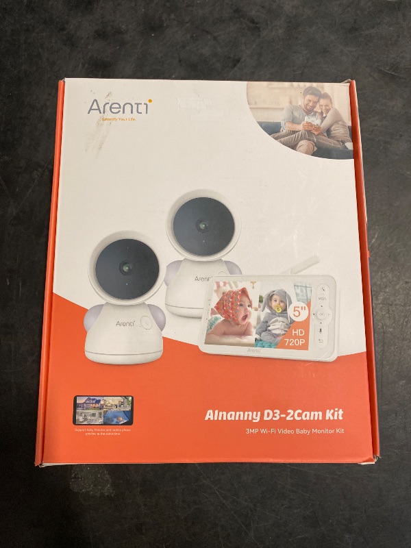 Photo 1 of ARENTI Baby Monitor with 2 Cameras, 2K/3MP WiFi 6 Camera and Audio, 5-inch Wireless Screen, Smartphone App, Super Night Vision, Crying Detection, Auto Tracking, Temp&Humidity Sensor (D3 Set)1
