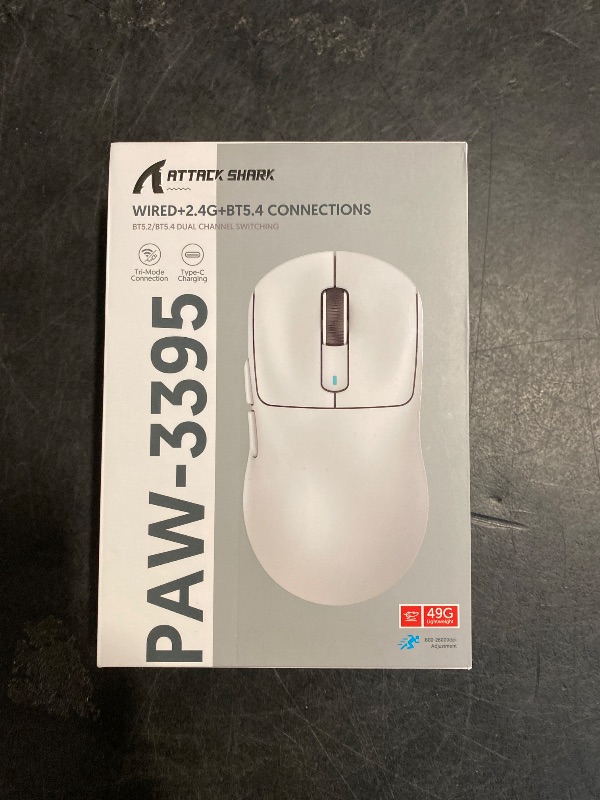 Photo 1 of ATTACK SHARK X3 Wireless Gaming Mouse, 49g Ergonomic Computer Mouse, Triple Modes PAW3395 26K DPI Optical Sensor, 200h Battery Life, Programmable Buttons, Gaming Accessories for PC/Laptop/Mac (White)