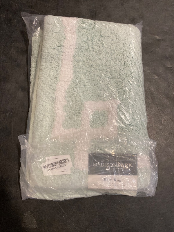 Photo 1 of Madison Park Evan 100% Cotton Bathroom Rug Non Slip Backing-Luxrurious Tufted Plush Bath Mat Absorbent, Quick Dry, Spa Design Shower Room Décor, 20x30, Seafoam