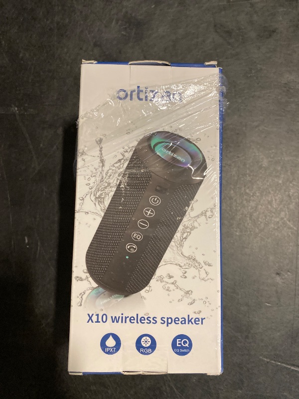 Photo 1 of Ortizan Portable Bluetooth Speaker: IPX7 Waterproof, 24W Loud Sound, Deep Bass, Bluetooth 5.3, LED Lights, Wireless Stereo Pairing, 30H Playtime, for Home/Outdoor/Party/Beach, Birthday Gift (Black)