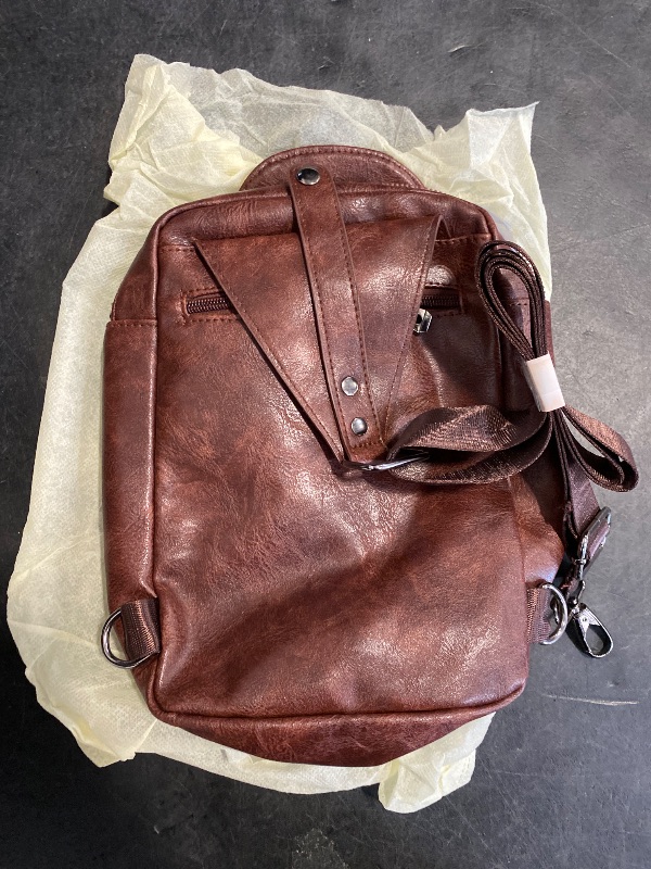 Photo 1 of Men's Leather Crossbody Sling Bag - Anti-Theft Multi-pocket Shoulder Bag for Hiking Trave (Black)